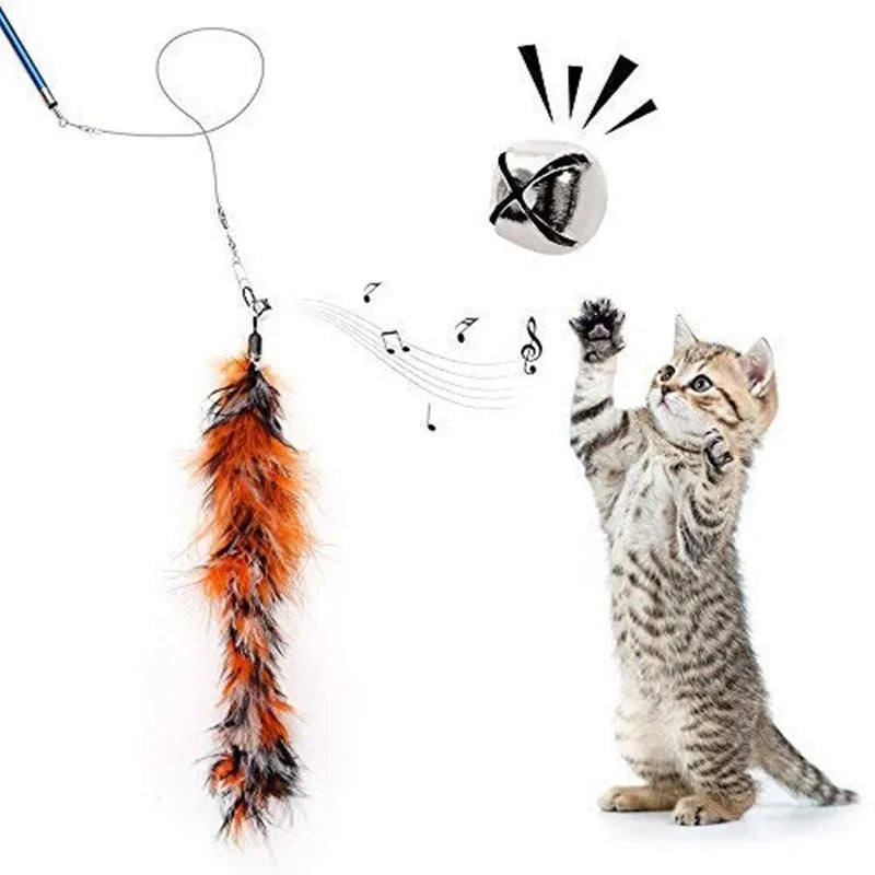 Interactive Cat Feather Toy Feather Teaser Stick W - Pet House Palace