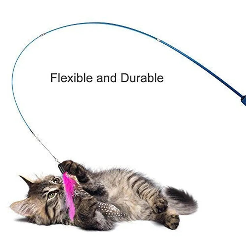 Interactive Cat Feather Toy Feather Teaser Stick W - Pet House Palace