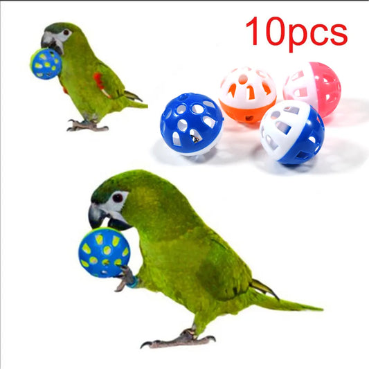 10pcs Pet Parrot Toy Colorful Hollow Rolling Bell Ball - Pet House Palace