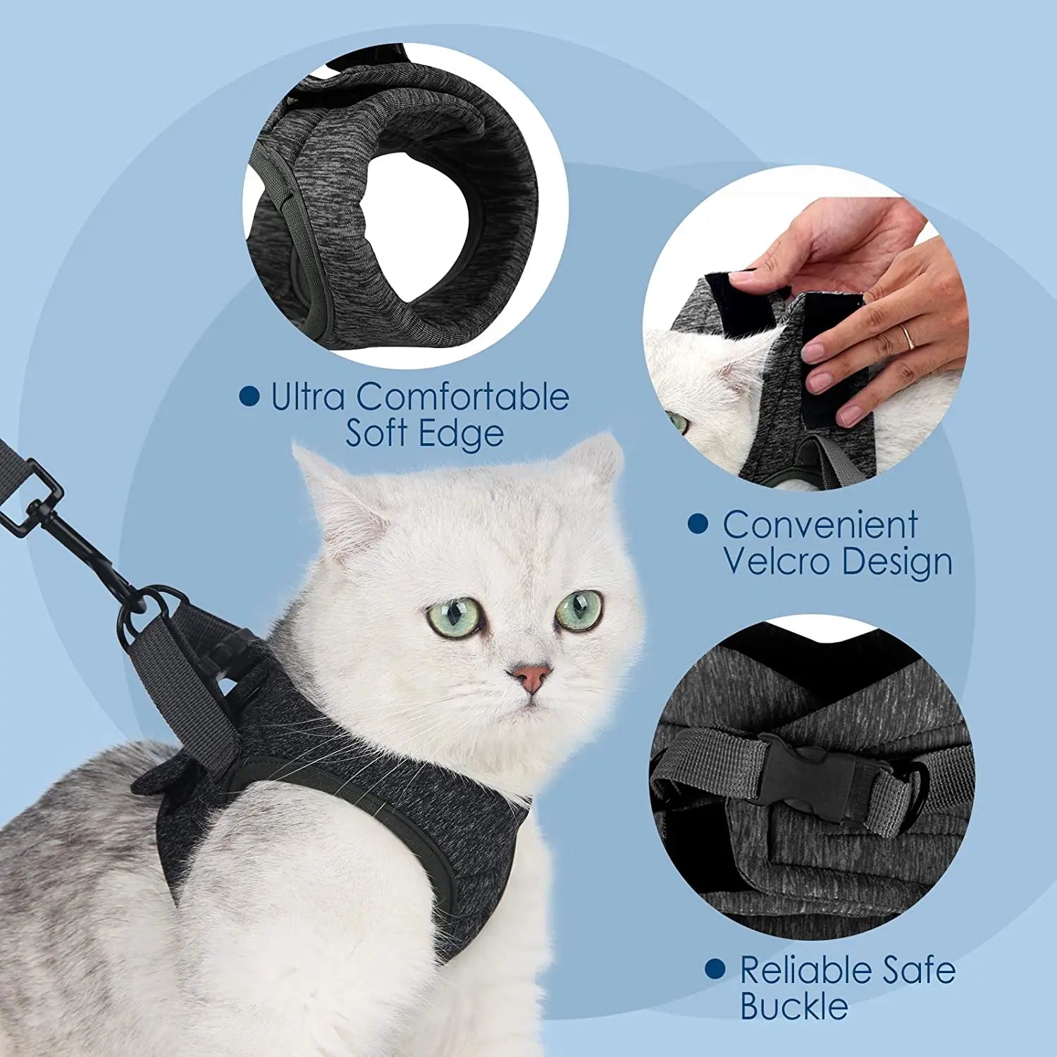 Adjustable Anti-Escape Small Cat Belt Harness Light Kitten Walking - Pet House Palace