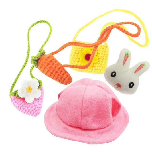 Small Animal Clothing accessories Guinea Pig Lop-eared Rabbit Hat Set Travel Chest Strap Hamster Comfort Clothes - Pet House Palace