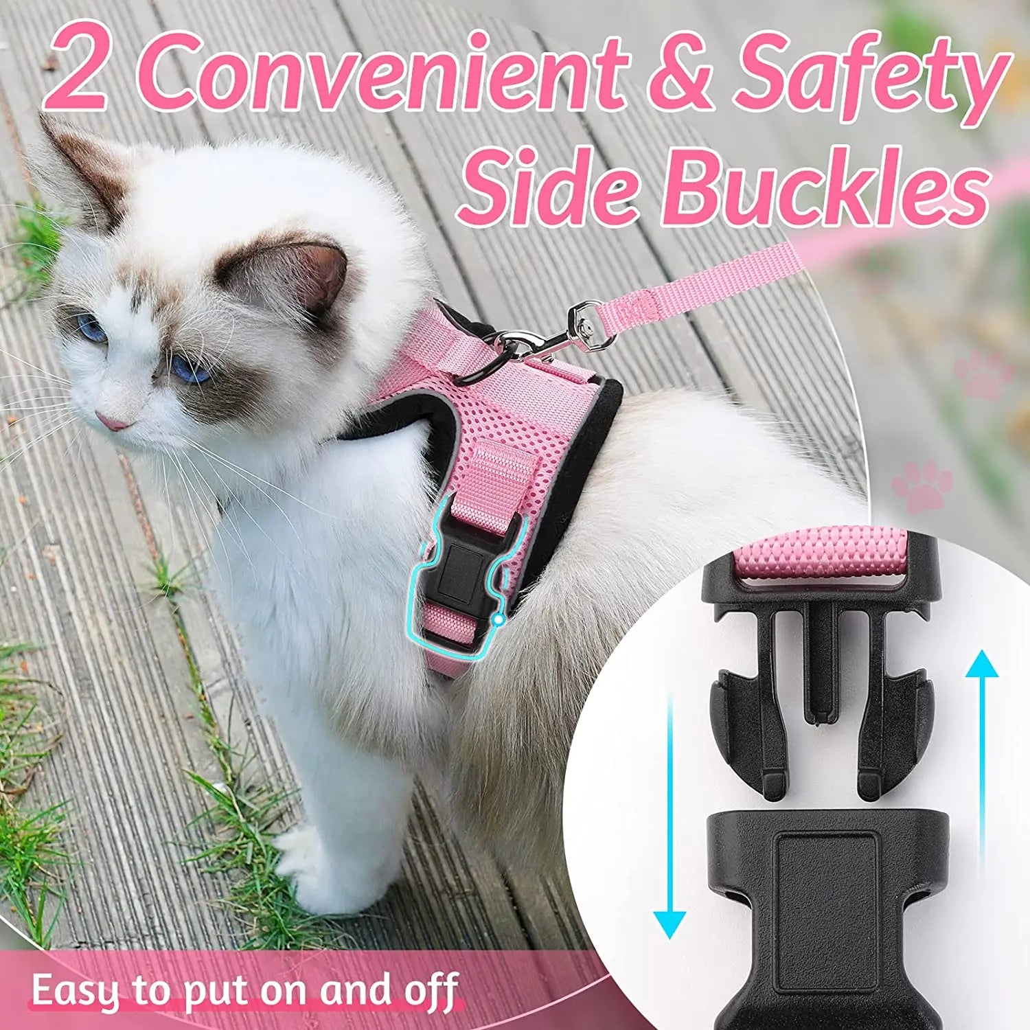 YOKEE Soft Mesh Small Cat Harness and Leash Set Adjustable - Pet House Palace