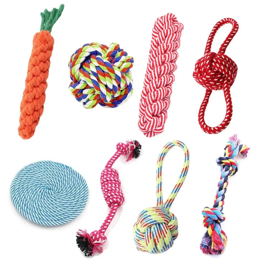 1PC Dog Toy Carrot Knot Rope Ball Cotton Rope Dumbbell Puppy Cleaning Teeth Chew Toy Durable Braided Bite Resistant - Pet House Palace