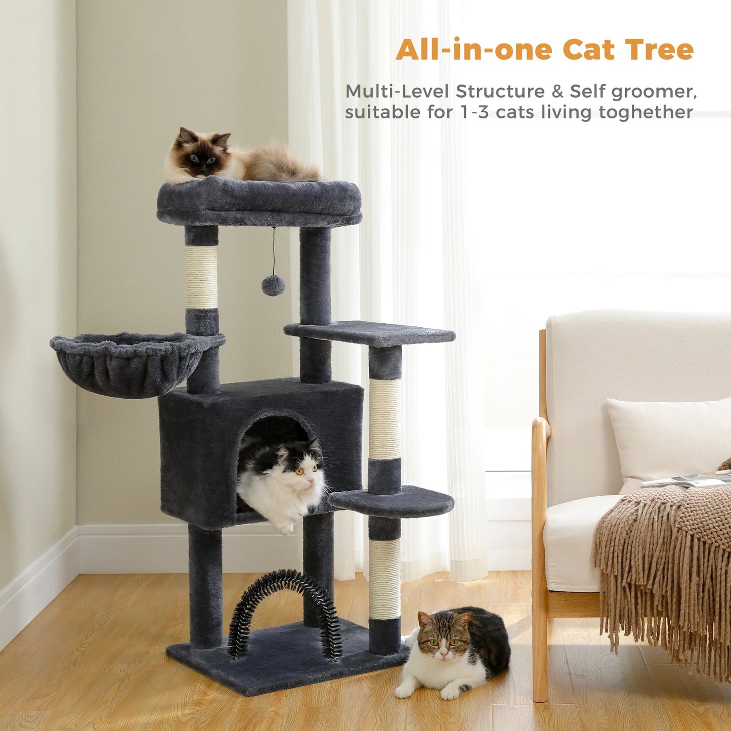 Cactus Cat Tree with Condo Multi-Level Cat Tower Scratching Post ,Bed - Pet House Palace