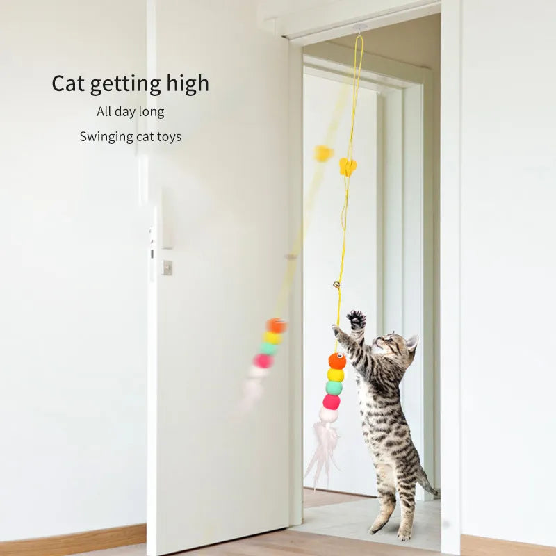 Elastic Hanging Door Teasing Cat Rope - Pet House Palace