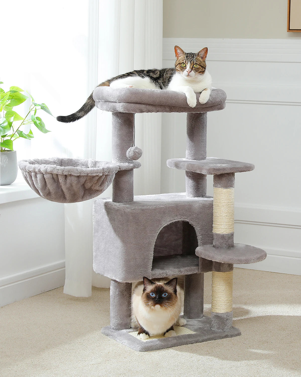 Cactus Cat Tree with Condo Multi-Level Cat Tower Scratching Post ,Bed - Pet House Palace