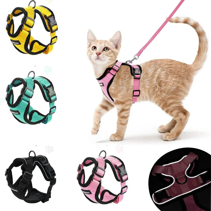 YOKEE Soft Mesh Small Cat Harness and Leash Set Adjustable - Pet House Palace