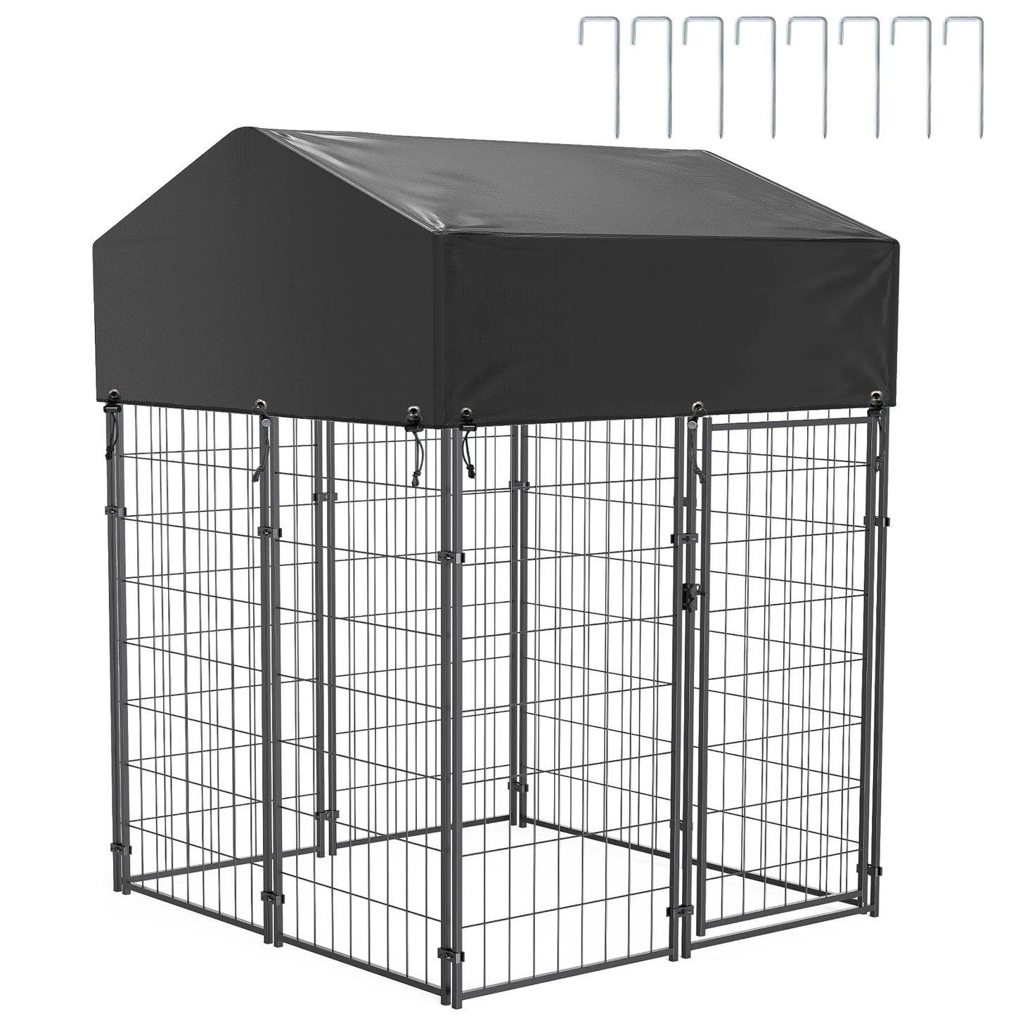 Large Dog Kennel Outdoor with Stakes Water Proof Cover Canopy - Pet House Palace