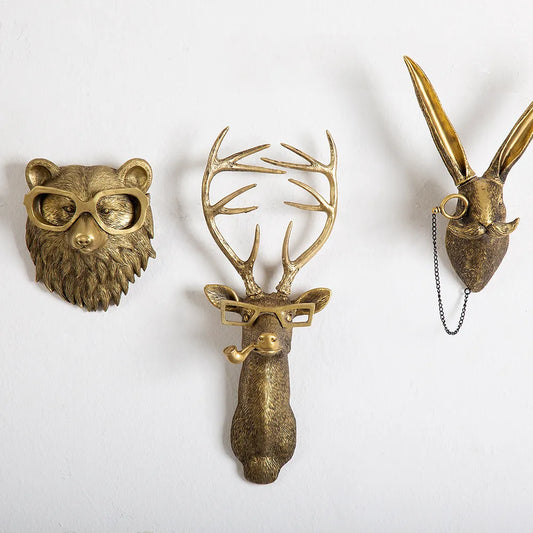 Vintage Resin Animal Pendant: Deer Head Wall Storage Hook Décor - Pet House Palace