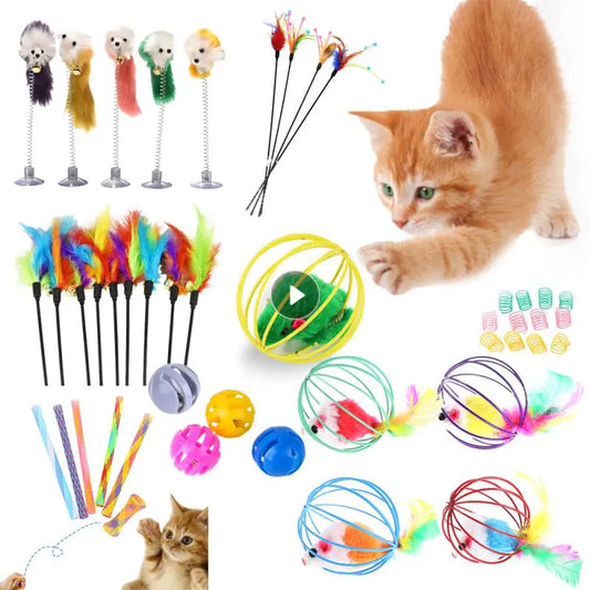 Cartoon Pet Cat Toy Stick Feather Toy With Mini Bell - Pet House Palace