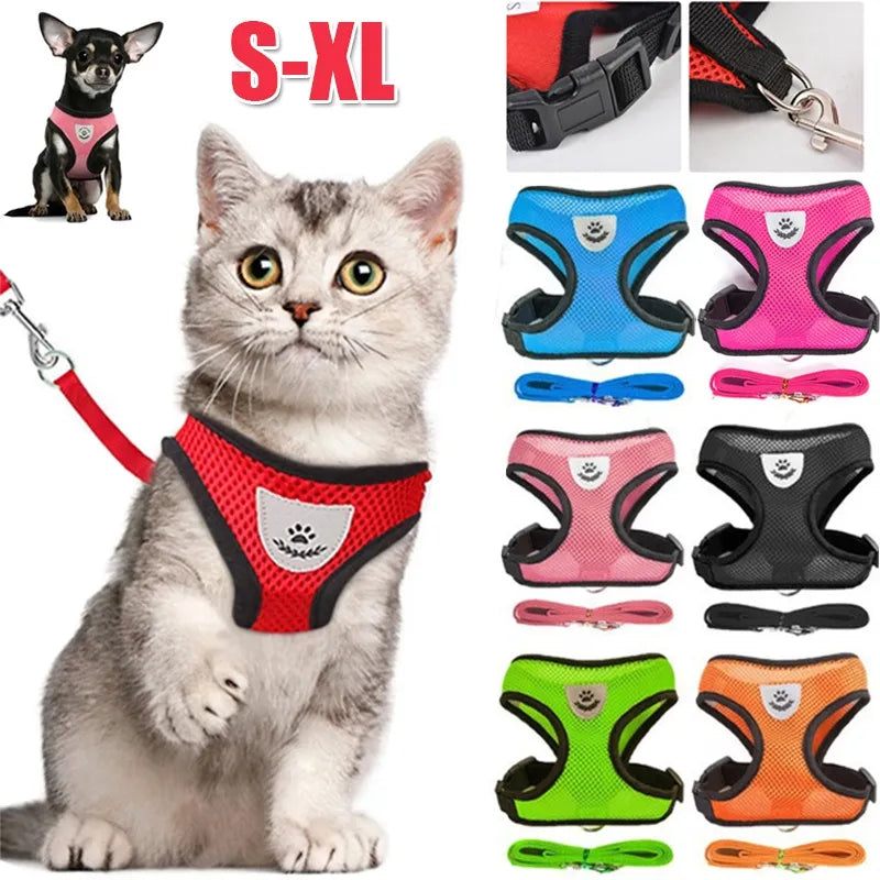 Cat Dog Harness with Lead Leash Adjustable - Pet House Palace