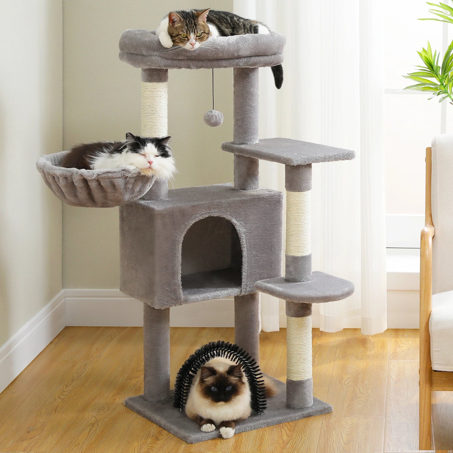 Cactus Cat Tree with Condo Multi-Level Cat Tower Scratching Post ,Bed - Pet House Palace