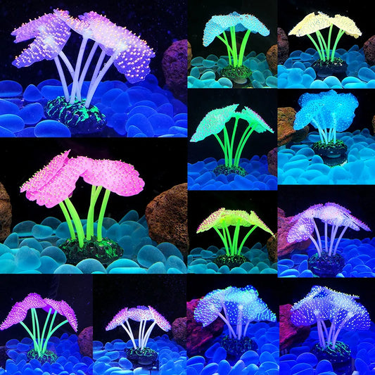 Luminous Anemone Simulation Artificial Plant Aquarium Decor Plastic Underwater Weed Grass Aquarium Fish Tank Decoration Ornament - Pet House Palace