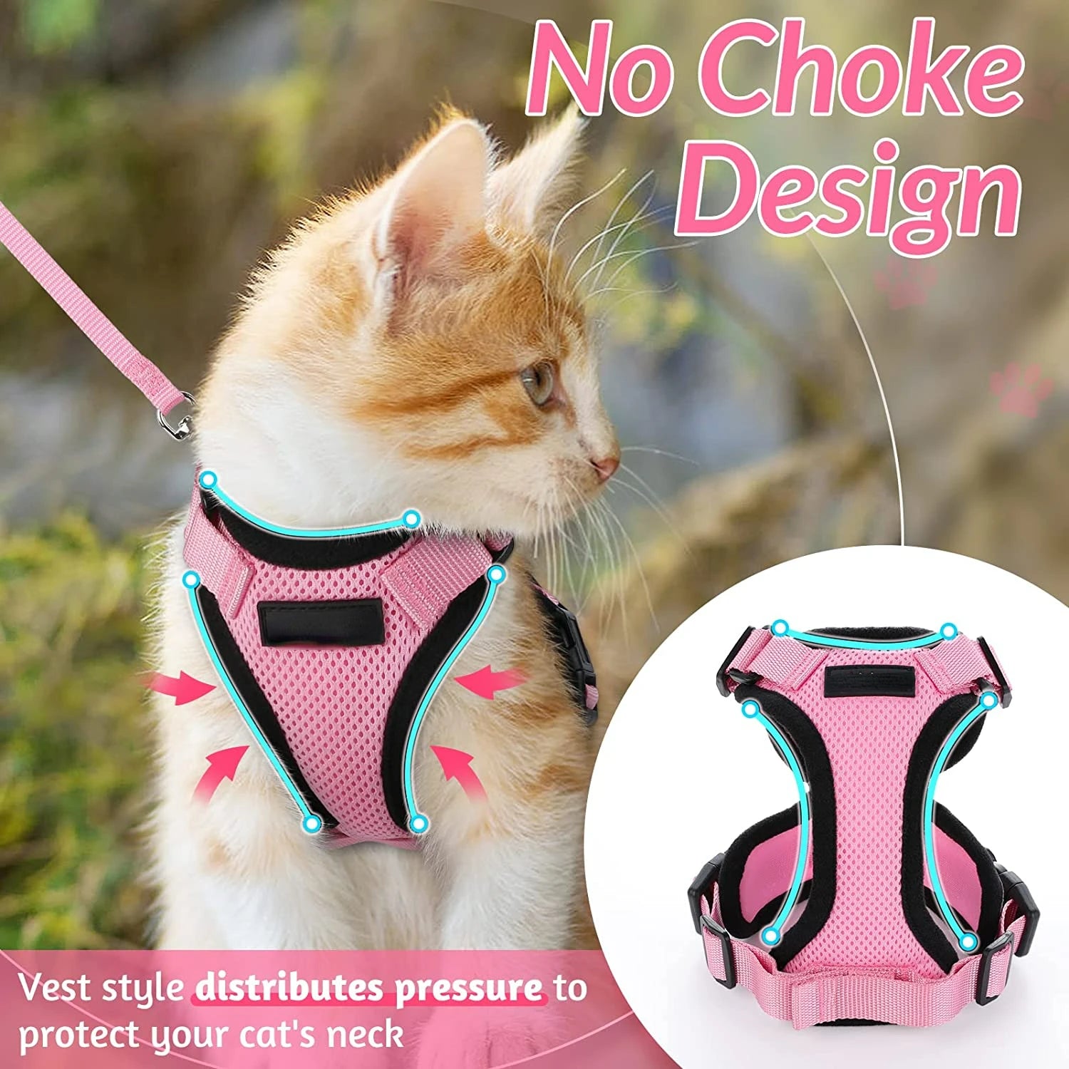 YOKEE Soft Mesh Small Cat Harness and Leash Set Adjustable - Pet House Palace