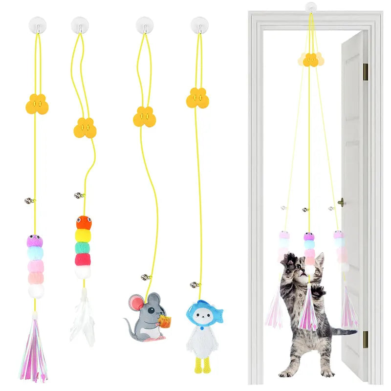 Elastic Hanging Door Teasing Cat Rope - Pet House Palace