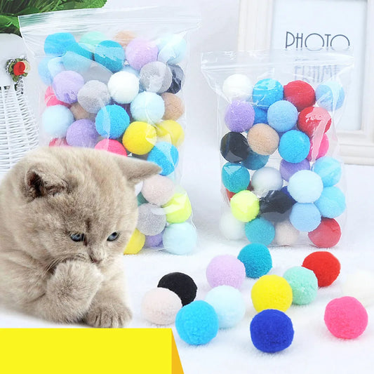 50/100 pcs Cute Funny Plush Ball Cat Toy - Pet House Palace