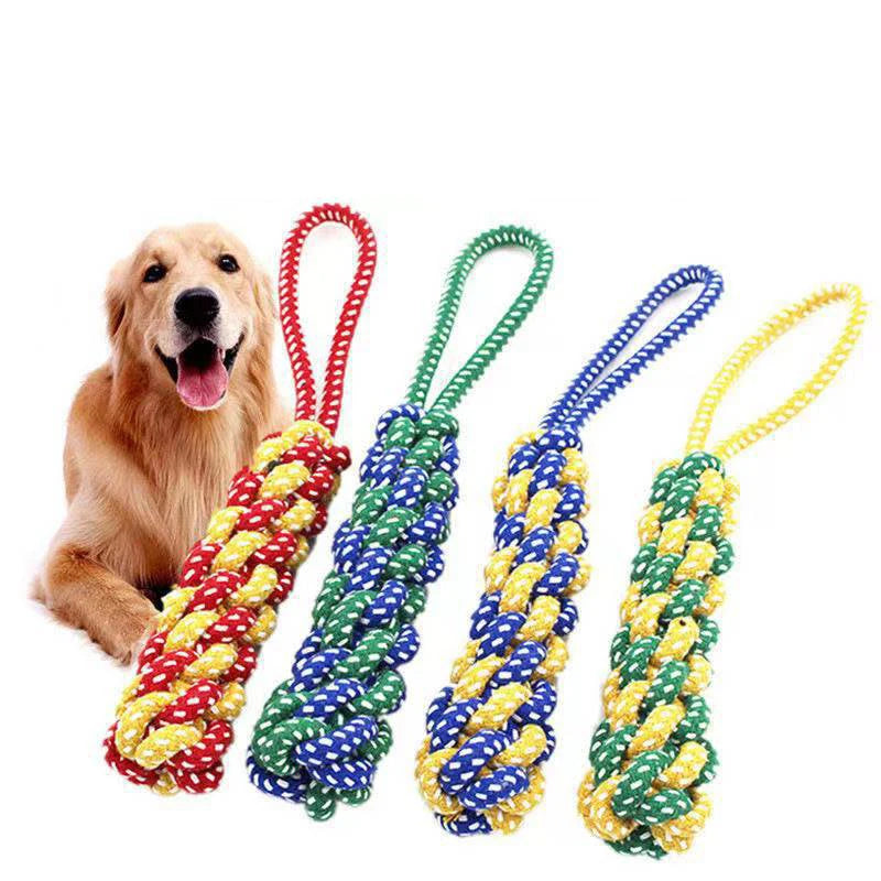 1PC Dog Toy Carrot Knot Rope Ball Cotton Rope Dumbbell Puppy Cleaning Teeth Chew Toy Durable Braided Bite Resistant - Pet House Palace