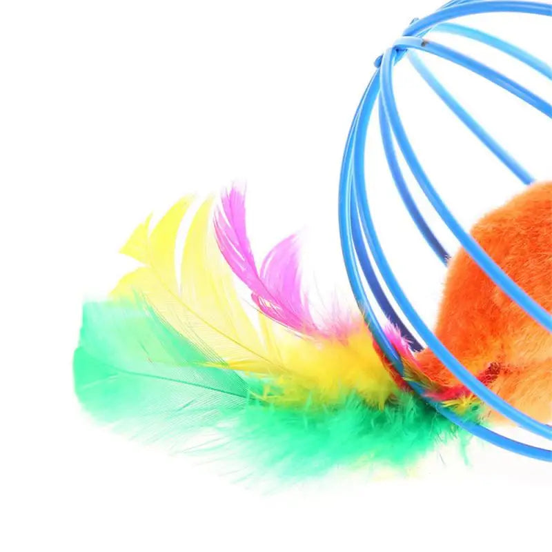 Cartoon Pet Cat Toy Stick Feather Toy With Mini Bell - Pet House Palace