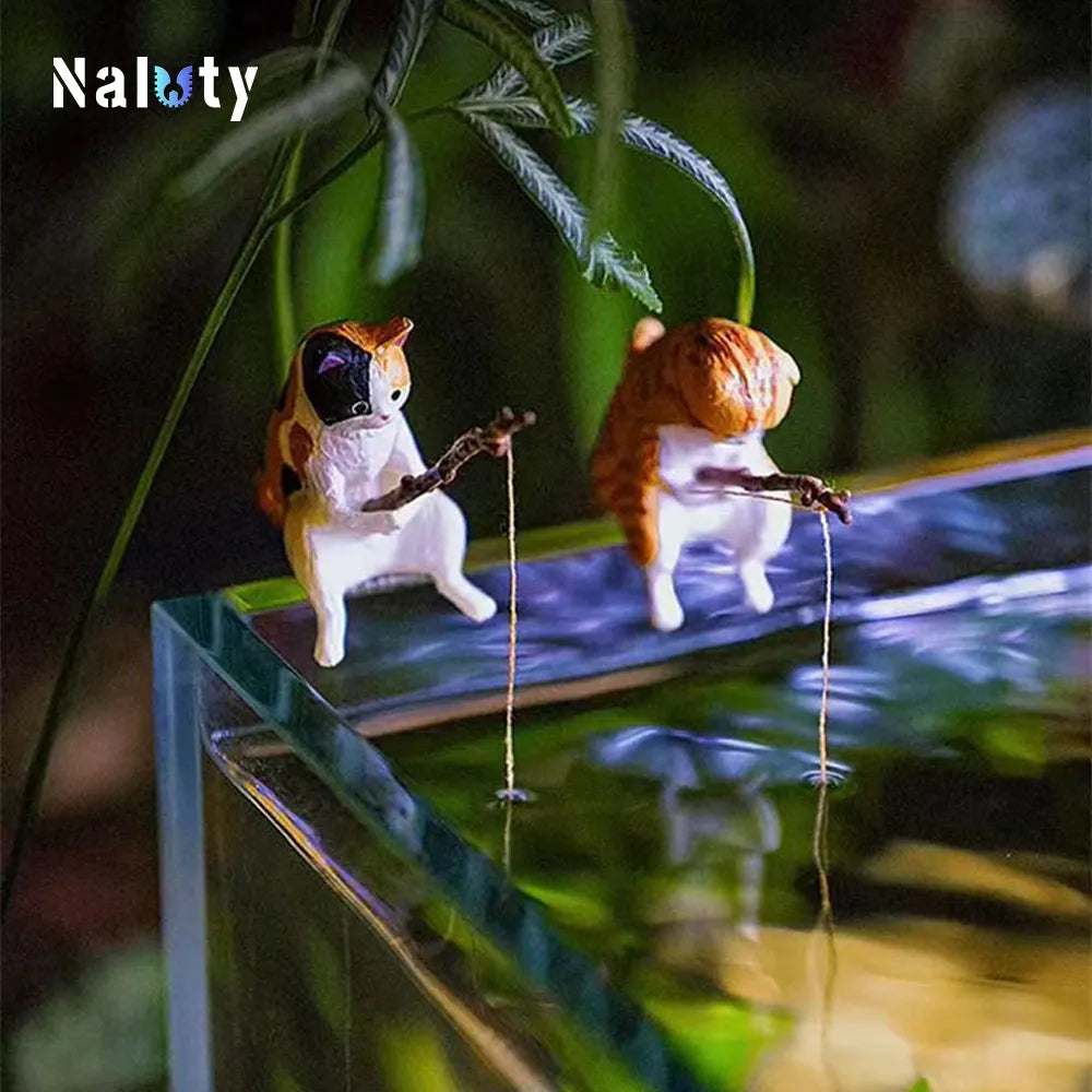 Creative Aquarium Decoration 8 Style Small Fishing Cat - Pet House Palace