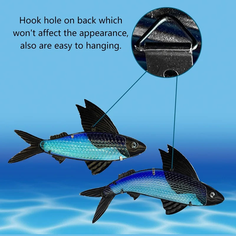 2pcs Metal Flying Fish Wall Decor Sculpture