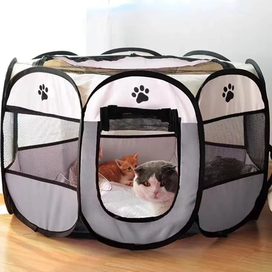 Portable Foldable Pet Tent Kennel Octagonal - Pet House Palace